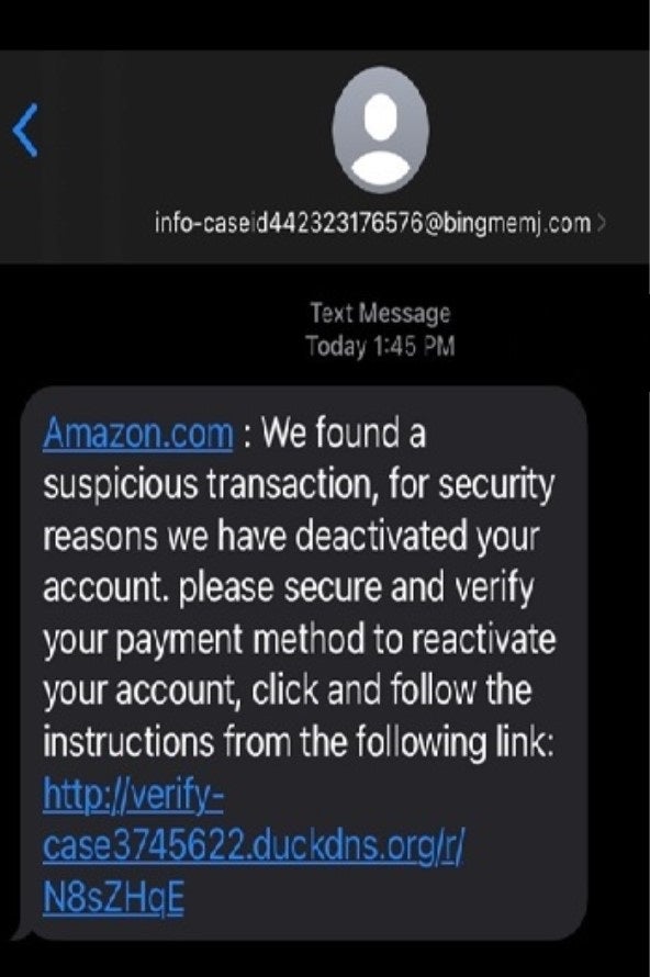 Amazon text scam